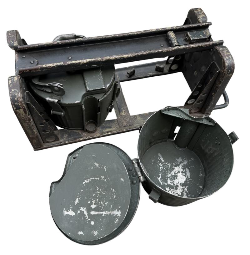 Very nice used MG34/42 Machinegun ammunition drums in carrying frame.