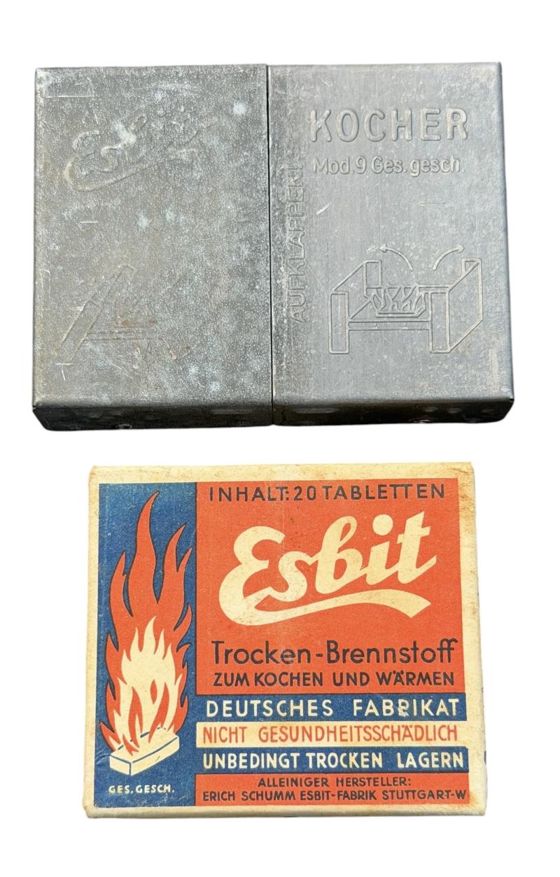 Wehrmacht Esbit Cooker with original Fuel Blok Packaging