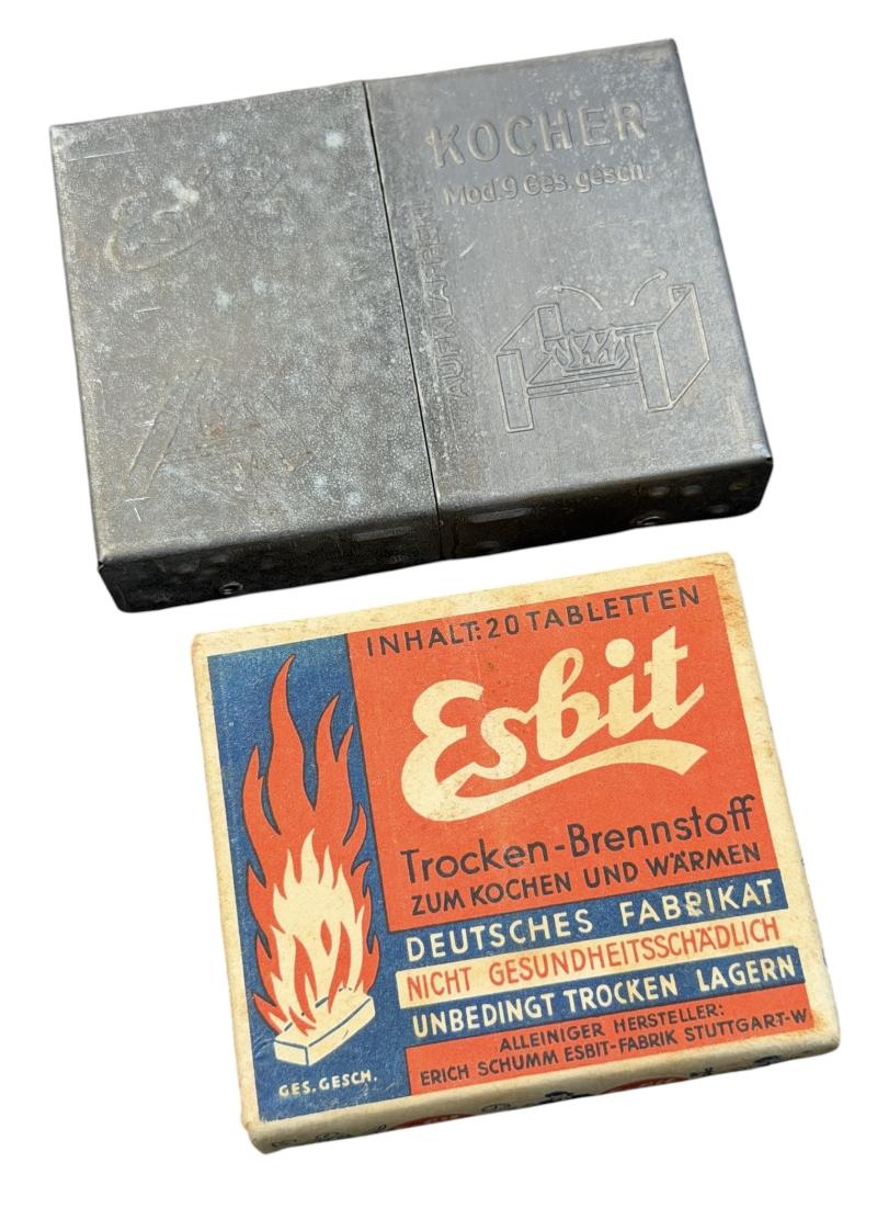 Wehrmacht Esbit Cooker with original Fuel Blok Packaging