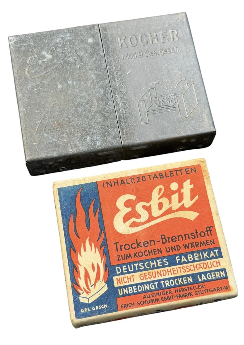 Wehrmacht Esbit Cooker with original Fuel Blok Packaging