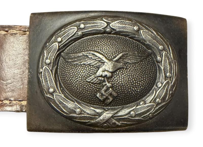 Luftwaffe steel Belt Buckle with leather Tab