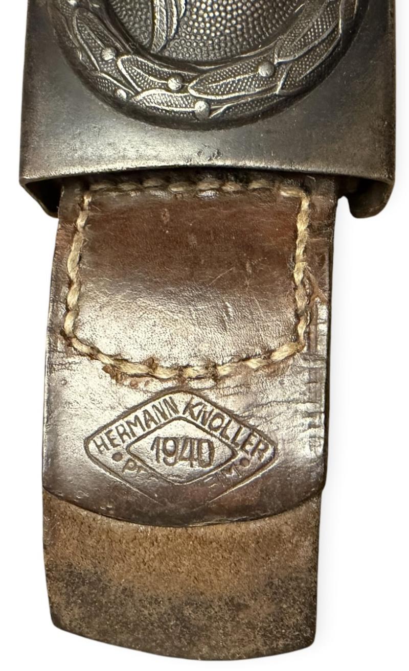 Luftwaffe steel Belt Buckle with leather Tab