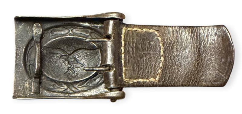 Luftwaffe steel Belt Buckle with leather Tab