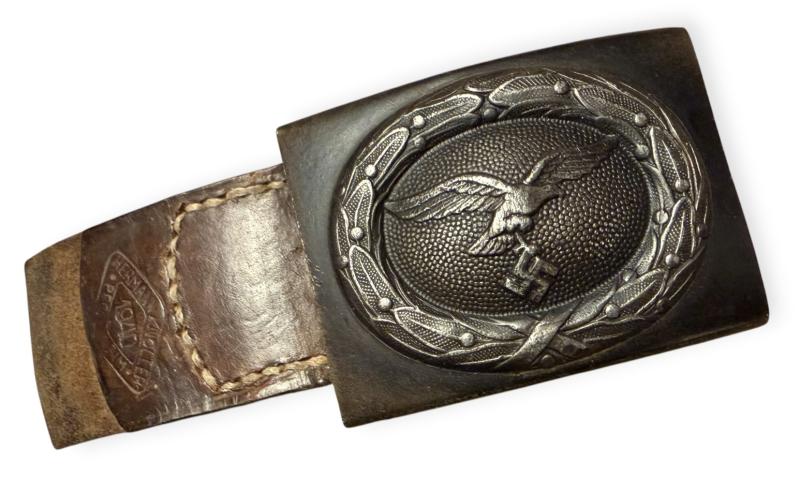 Luftwaffe steel Belt Buckle with leather Tab