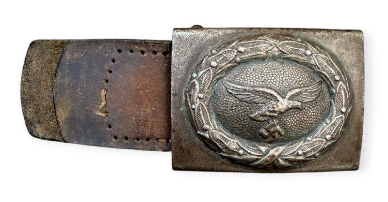Luftwaffe steel Belt Buckle with leather Tab